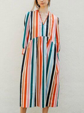Lady Captain Yacht Club Caftan in Multi Stripe – Size S